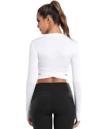 DREAM SLIM Women's Short Sleeve Crop Top - White, Small | Tummy Cross Fit for Yoga, Running, Gym Workout - Buy Online on GoSupps.com