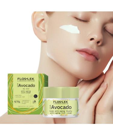  FLOSLEK FLOSLEK richAvocado Smoothing Day and Night Cream SPF 15 | Day and night care for dry mature and sensitive skin | UV protection for skin vitality and elasticity | 50 ml - Buy Online on GoSupps.com