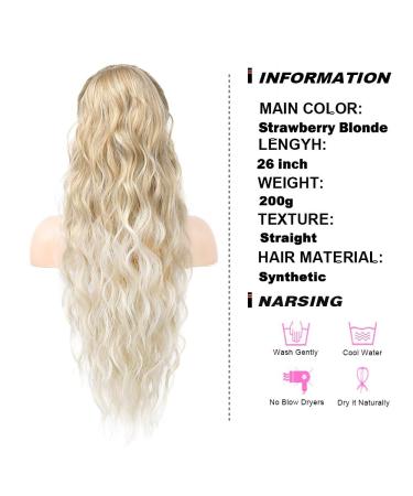 Shop Porsmeer 30 inch Curly Wavy Clip-In Ponytail Extension - Light Brown Mixed Platinum | Natural Synthetic Hair for Women - Buy Online on GoSupps.com