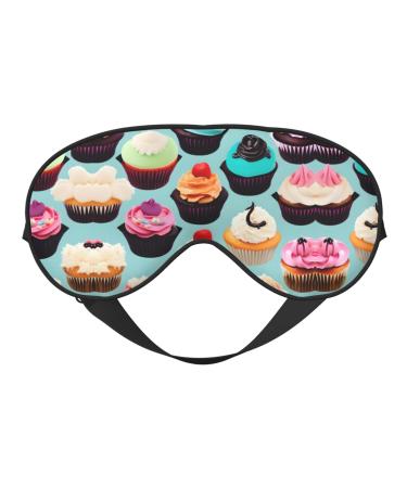 Colorful Cupcakes Print Double-Sided Eye Mask Soft and Light Blocking for Enhancing Sleep Quality