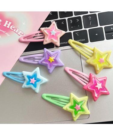 xbiez Girly Snap Clip Hairpin Y2K Girls Headdress Hair Accessories Delicate Star Color Block Mini Jelly Star Hairpin - Buy Online on GoSupps.com
