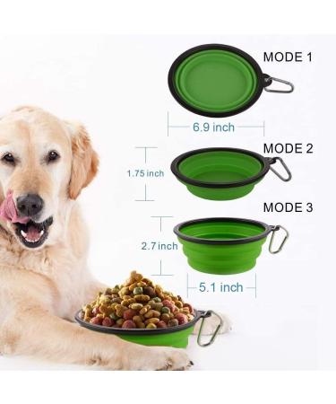 MOACC Foldable Silicone Dog Bowl Set - Travel Safe Dog & Cat Bowls with Staligs Buckle (1000ml Blue & Green) - Ideal for Food & Water - Buy Online on GoSupps.com