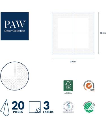 PAW 3-Layer Napkins (33x33 cm) - 20 Colorful Decorative Paper Napkins for Communion Weddings Confirmations & Celebrations | Portuguese Tiles Design - Buy Online on GoSupps.com