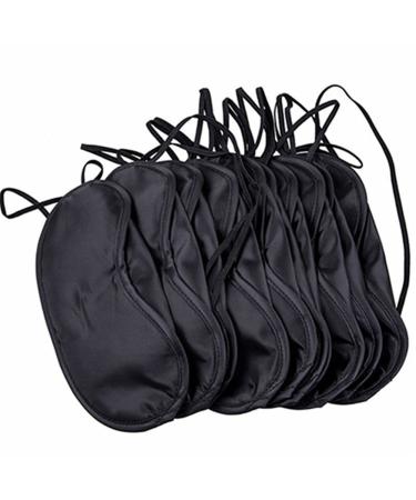 10Pcs Comfortable Sleep Eye Mask Shade Cover Blindfold Night Sleeping Travel Aid (Black)
