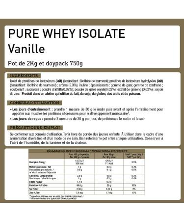 Pure Whey 100% ISOLATE Pure Whey Isolate Premium Natural Protein Strong Assimilation Muscle Development Bodybuilding Fitness French Laboratory Eric Favre Vanilla 750 g - Buy Online on GoSupps.com