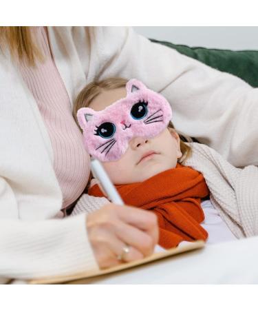 LUOZZY Cute Cartoon Cat Sleep Mask - Soft Plush Eye Blindfold for Women and Girls in Pink - Buy Online on GoSupps.com