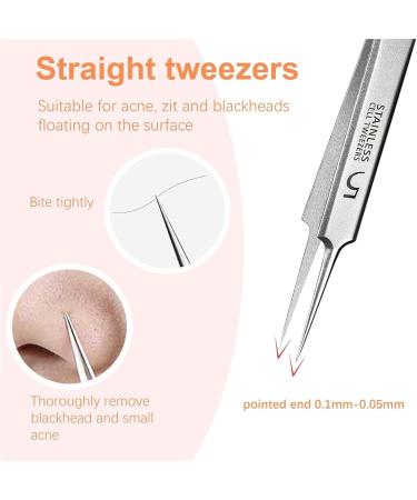 Usiveinborn Blackhead Remover Usiveinborn Tweezers Professional Stainless Steel Facial Blackhead Remover Tweezers Precision Pimple Popper Tool (A) - Buy Online on GoSupps.com