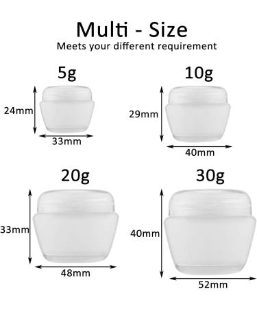 Alledomain 20 Pieces Empty Clear Makeup Sample Pots with 3 Mini Spatula Plastic Refillable Travel Container Jars with Lids and Inner Liners for Cosmetic Creams Lotions Beauty (5g / 10g / 20g / 30g) - Buy Online on GoSupps.com