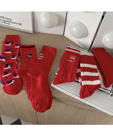 Chinese New Year Zodiac Red Girls' Socks - Lucky Spring Festival Gift - Size 1 pair-E/34-40 - Buy Online on GoSupps.com