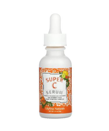 LilyAna Naturals Super C Serum - Face Serum - Anti-Aging Vitamin C Serum for Face with Hyaluronic Acid Niacinamide and Plant Stem Cell Complex - 1oz