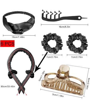6pcs Heatless Curlers Headband Set for Overnight Waves and Curls - No Heat Self Grip Hair Rollers with Rod Headband and Comb - Buy Online on GoSupps.com