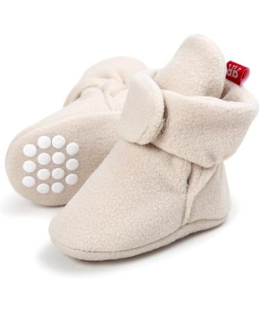 EDOTON Unisex Newborn Winter Boots - Warm Stripe Non-Slip Sole Bootie Sock (Khaki, 12-18 Months) - Buy Online on GoSupps.com