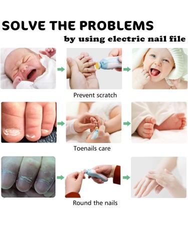 Electric Baby Nail File Trimmer with LED Light and 10 Grinding Heads - Safe Manicure Set for Infants, Toddlers, Kids, and Women - Buy Online on GoSupps.com