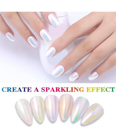 Neon Iridescent Chrome Nail Powder Set - Metallic Nail Pigment for Gel Nails | Magic Rainbow & White Pearl Glitter Decor (2 Pcs - Buy Online on GoSupps.com