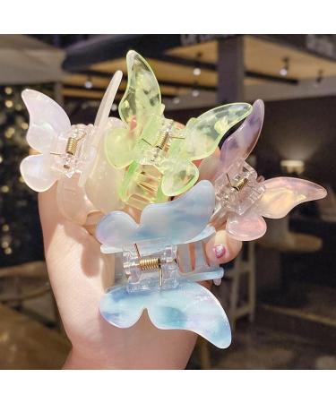 Buy Glitter Butterfly Hair Clips | Marble Leopard Jaw Clamp Accessories for Women & Girls | Stylish Hair Jewelry in Blue - Buy Online on GoSupps.com