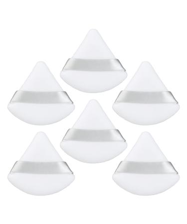 6 Pieces White Triangle Powder Puffs Soft Makeup Velour Puff for Pressed Powder Loose Powder Cotton Mini Powder Puff for Face Cosmetic Foundation Sponge Mineral Powder Dry Makeup 6 Pieces Triangle White