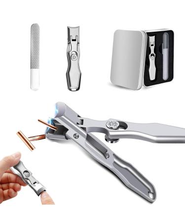 2024 New German Nail Clippers for Thick Nails Portable Ultra Sharp Nail Clippers No Splash Fingernail Clipper Cutters with Nail File Wide Open Toenail Clippers for Seniors Thick Nails (Silver)