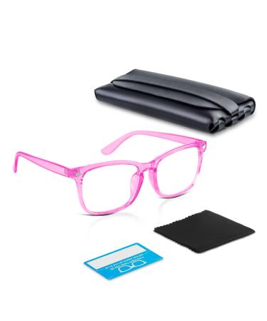 COOLOO Blue Light Blocking Glasses Gaming Computer Glasses Anti Glare Headache Eyes Strain Glasses with Blue Light Filter Super Light Weight Fashion 04-hot Pink
