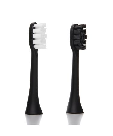 MOON Sonic Electric Toothbrush Replacement Brush Heads 2 Pack (Black)