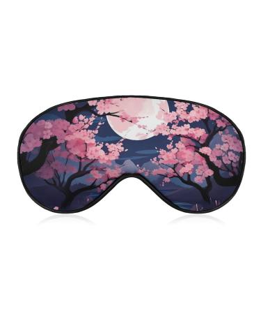 Japanese Mount Fuji Cherry Blossom Sleep Eye Mask Adjustable Eye Cover Light Blocking Blindfold for Men Women