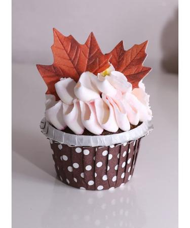 GEORLD Edible Fall Leaves Cake Decorations Set - 48 Autumn Cupcake Toppers in 2 Colors - Buy Online on GoSupps.com