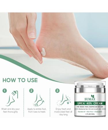 Urea 40% Foot Cream - Cracked Heel Repair Cream - Foot Cream for Cracked Heels and Dry Skin - Urea Cream for Feet with Tea Tree Oil Aloe Vera and Chamomile for Deep Moisturizing - Buy Online on GoSupps.com