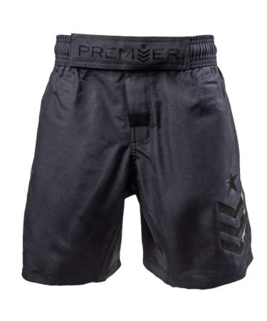 Revgear Kids Premier MMA Shorts (Youth Sizes) Martial Arts | Durable and Comfortable | Side Slit for Kicking Black/Black Medium