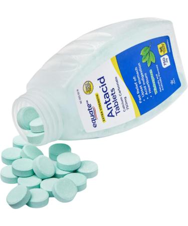 Equate Extra Strength Antacid Chewable Tablets - 750 mg Wintergreen Flavor 288 Ct Calcium Enriched Gas Relief Peppermint - 3 Pack with CreativeAndBundle Sticker - Buy Online on GoSupps.com