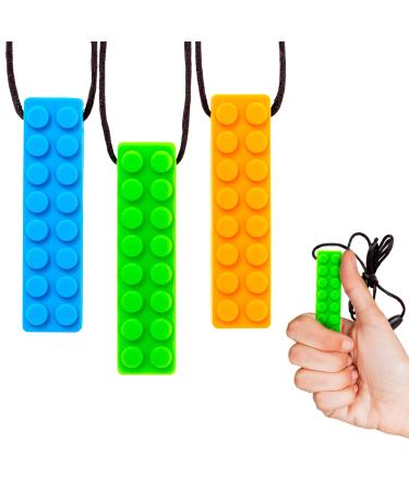 Gafly Chew Necklaces for Sensory Kids Integration with Autism and ADHD | 3 Pack with Extra Cord and Clasp in Assorted Colors