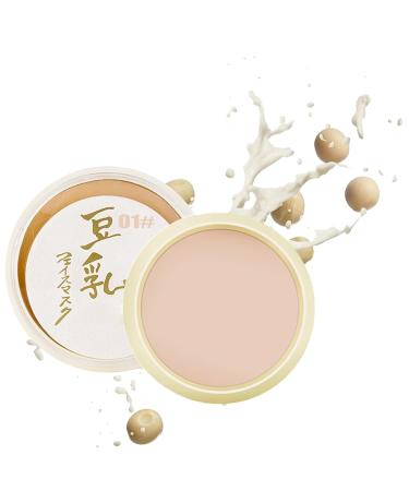Japanese Concealer Soybean Milk Powder Japanese Concealing and Setting Soy Milk Powder Long-Lasting Oil Control Makeup Holding Face Foundation Suitable for All Skin Types (Ivory)