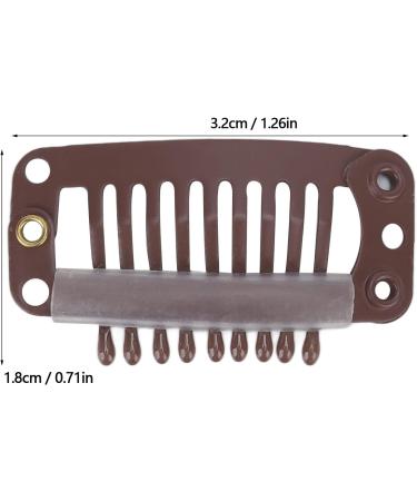 Wig Clips 32mm Snap Clips Wig Teeth Combs U Shape Metal Clips 6 Teeth Combs Clips for Hair Extensions and Wefts(Brown) - Buy Online on GoSupps.com