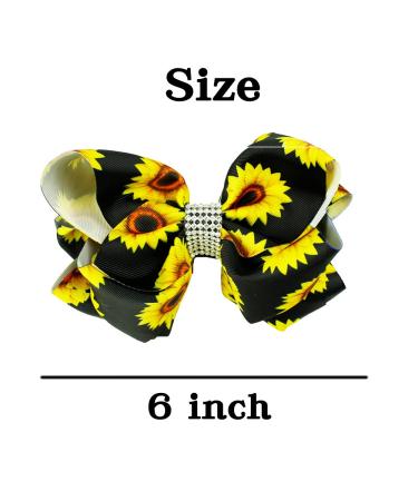 Sunflower Big Bow Clips for Girls - Jumbo Hair Bow Pin BBG56 (Black) - Buy Online on GoSupps.com