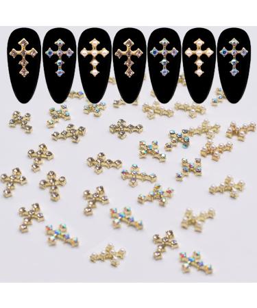 LIFOOST 30Pcs Dollar Sign Nail Charms with Rhinestones Gold and Silver 3D  Nail Jewels Money Design Charms