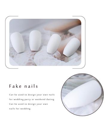 Twinklede White Matte Coffin Press on Nails - 24 PCS Full Cover Acrylic False Nails for Women and Girls - Buy Online on GoSupps.com