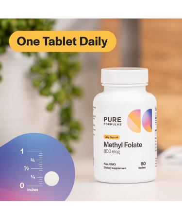 PureFormulas Methylfolate 800 mcg Active B9 (5-MTHF) for Cardiovascular Nerve & Mood Health Non-GMO Vegetarian Tablets 60 Count 60 Count (Pack of 1) - Buy Online on GoSupps.com
