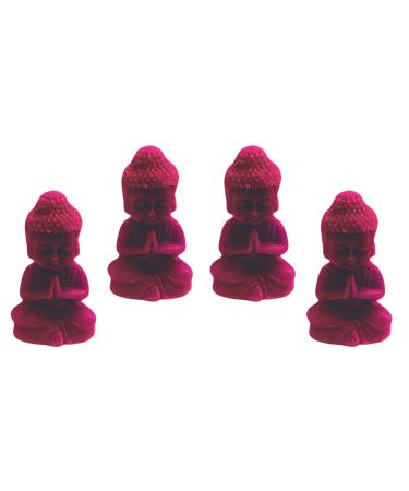 Handmade Mini Buddha Candle and Figurine Set 4 Pieces Perfect for Decoration Zen Meditation Aromatherapy Handcrafted in USA with Organic Beeswax (Fuchsia)