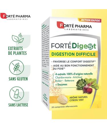 Fort Pharma - Fort Digest - Difficult Digestion | Food Supplement Digestion - Milk Thistle Beetroot Artichoke and Enzymes - Buy Online on GoSupps.com
