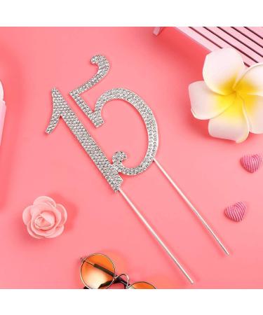 ABOOFAN 15 Cake Topper 15th Birthday or Anniversary Party Number 15 Crystal Rhinestones 15th Cake Decoration for Happy 15th Birthday Cake Topper Supplies (Silver) - Buy Online on GoSupps.com