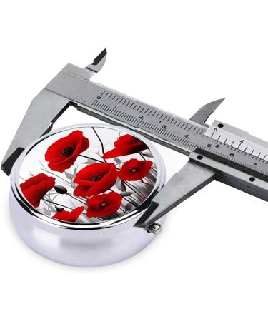 Red Poppy Flower Portable Metal Pill Box - Mini 3-Compartment Design for Travel | Ideal for Small Pills - Buy Online on GoSupps.com
