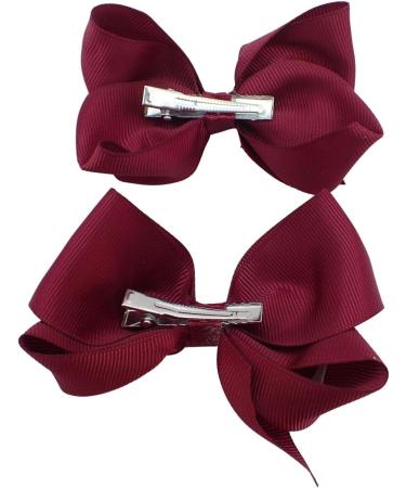 Topkids Accessories 2x Ribbon Hair Bows Hair Clip Hair Bows for Girls Hair Clips Women Girls Hair Clips Girls Hair Accessories Baby Hair Clips Crocodile Clips Hair Bows (10cm Burgundy) - Buy Online on GoSupps.com