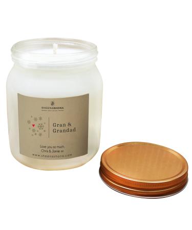 Christmas Personalised Gran & Grandad SOYA Wax Large Honey Jar Candle (Spiced Cinnamon & Apple)