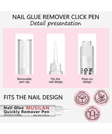  MUSILAN 3pcs 7ml Nail Glue Remover Pen for Pressed Nails 3 in 1 Nail Glue Remover Pen Click Removal Pen Design for False Nails Adhesive Unbinder Not for Gel Polish Base Coat - Buy Online on GoSupps.com