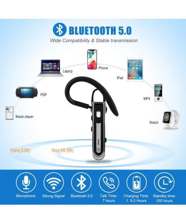 Englear Bluetooth Headset - Wireless Noise Canceling Earpiece for Cellphones and Truckers (Dark Gray) - Buy Online on GoSupps.com