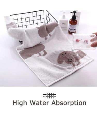 Kissvian 2 Pack Pure Cotton Hand Bath Towel Set - Cartoon Dog Pattern - Soft & Absorbent Washcloths - Size 13.4 x 28.4 - Buy Online on GoSupps.com