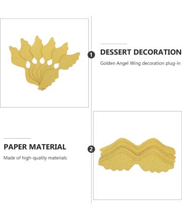 ibasenice 100 Pcs Cake Insert Wedding Topper Gold Decor Happy Birthday Decor Cupcake Decorating Fruit Food Charm Cake Cupcake Toppers Angel Wing Topper Birthday Cake Supplies Dessert Decor Golden 50pcsx2pcs 10X2.5CMx2pcs - Buy Online on GoSupps.com