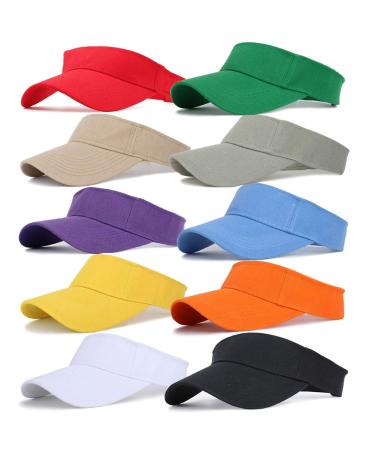 Ultrafun Unisex Sports Sun Visor Adjustable UV Protection Sun Hat Cap for Beach Pool Golf Tennis 10pack