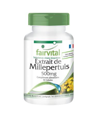 Fairvital | St. John's wort 500mg VEGAN - mushroom extract - Highly dosed - 90 capsules - standardized to 0.3% hypericin