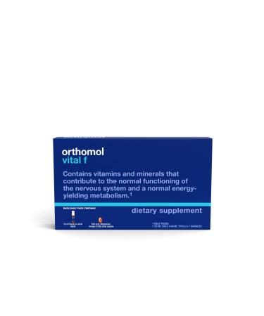 Orthomol Vital F Vial Women's Multivitamin 7-Day Supply Vitamins A B C D E K Calcium Iodine Omega-3