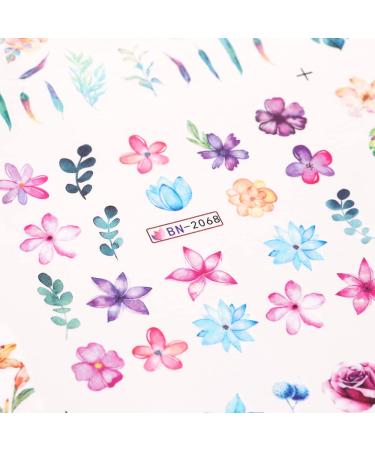 Floral Leaf Nail Stickers - 12 Sheets, Blooming Flowers Water Transfer Decals for Spring and Summer Nail Art - DIY Manicure Accessories for Women and Girls - Buy Online on GoSupps.com