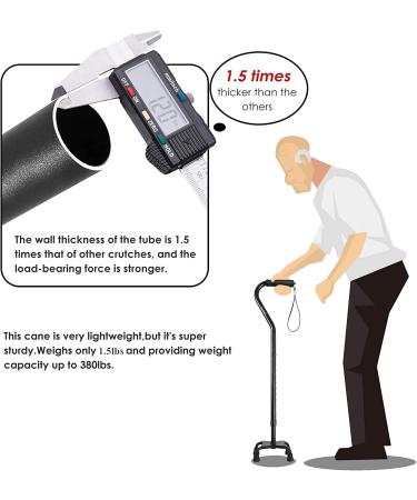 Adjustable BeneCane Quad Cane with Offset Soft Cushioned Handle - Lightweight and Stable Walking Aid for Men & Women in Black - Buy Online on GoSupps.com
